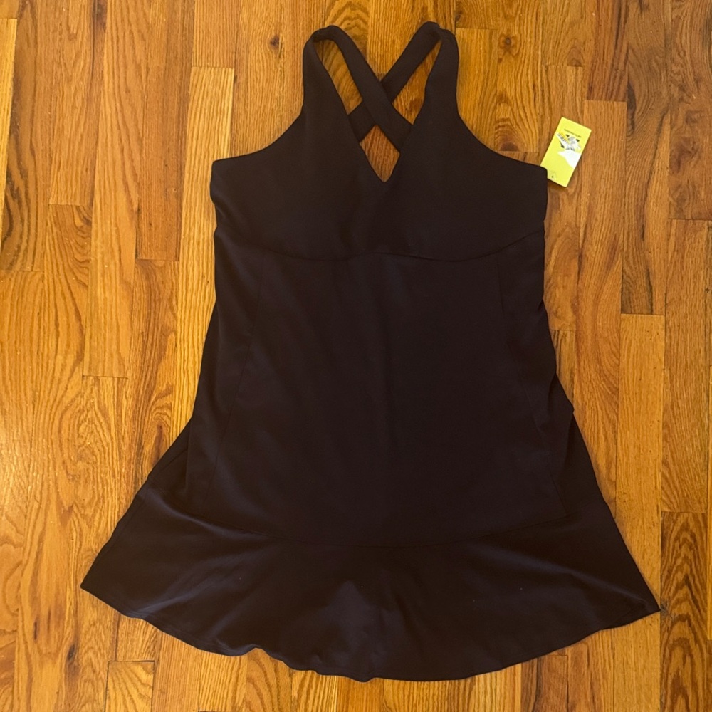 Black Crossback athletic dress with shorts